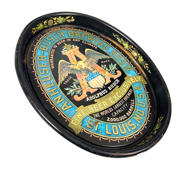 Anheuser-Busch Assn St. Louis MO Beer Vintage Metal Serving Tray Budweiser Eagle - Picture 4 of 9